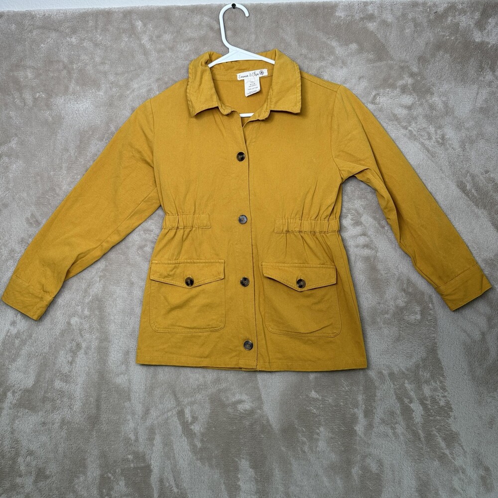 Emma & Elsa Jacket Girls 14 Large Yellow Cotton Utility Safari Coat Casual